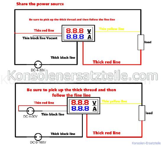 - Digitales Einbau-Multimeter mit LED Anzeige in rot und blau. Voltmeter und Amperemeter zugleich.