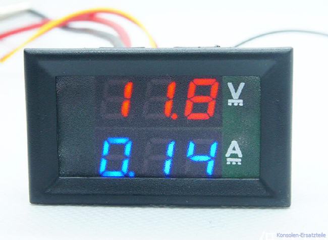 - Digitales Einbau-Multimeter mit LED Anzeige in rot und blau. Voltmeter und Amperemeter zugleich.